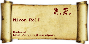 Miron Rolf névjegykártya